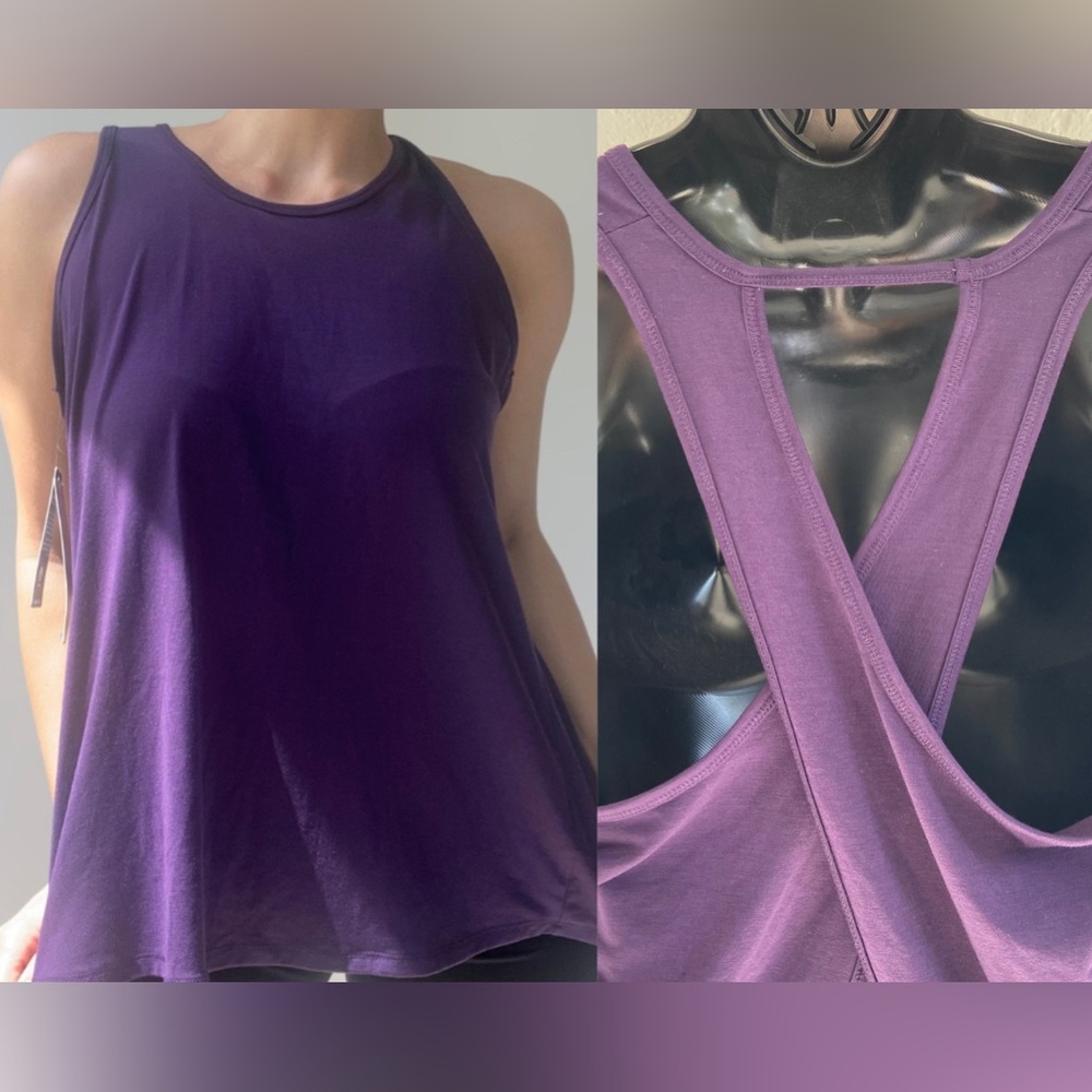 Athleta Essence Tank Top With Criss Cross and Slit Back Detail- Size XS